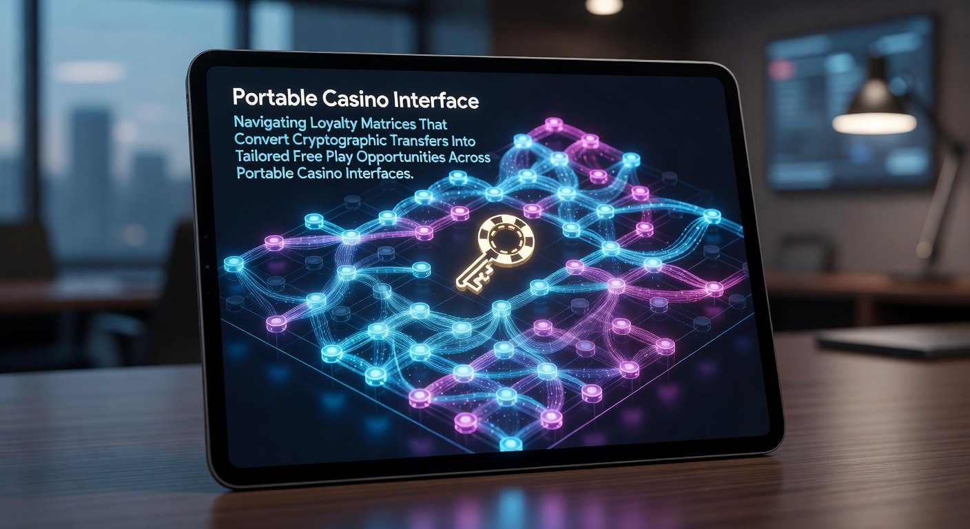 Mobile casino interface displaying loyalty matrix with crypto transfer integration and free play options